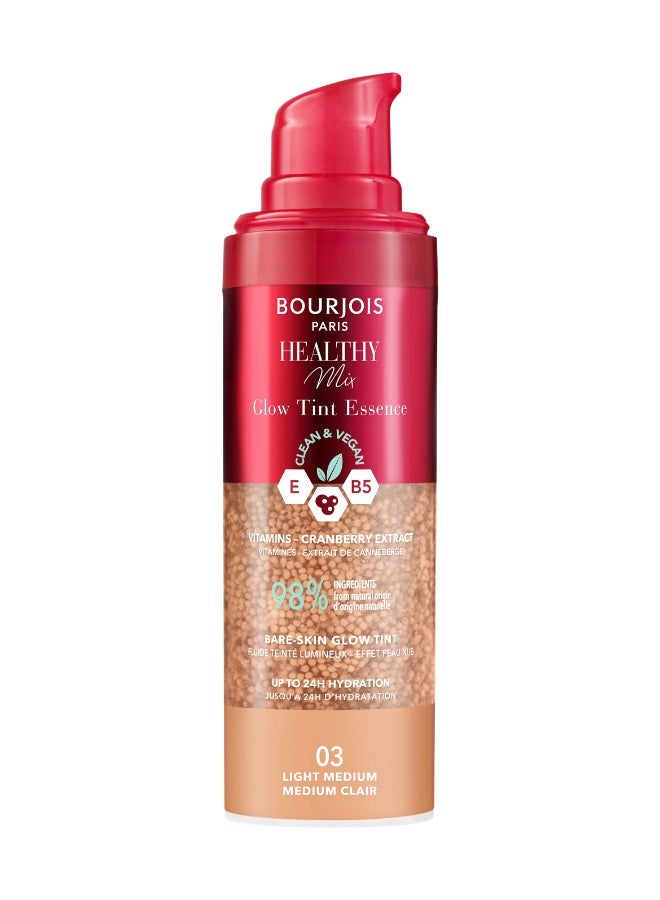 BOURJOIS PARIS Healthy Mix Glow Tint Essence — 03 Light Medium 30ml & Bourjois Little Round Pot Cream Blush - 04 - Sunbeam Peach, 8.5g Bundle - Image 2